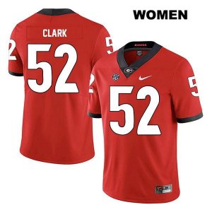 Women's Georgia Bulldogs NCAA #52 Tyler Clark Nike Stitched Red Legend Authentic College Football Jersey BVX7454TP